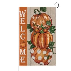 ONFAON Fall Decorations for Home,Fall Welcome Garden Flag 12 * 18 Inch Double Sided for Outside, Leaves Pumpkin Seasonal Thanksgiving Rustic Yard Outdoor Decorative Flag HYQX02