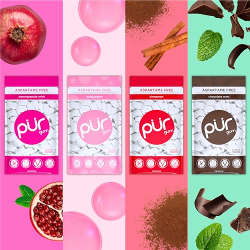 Image of PUR Gum | Aspartame Free Chewing Gum | 100% Xylitol | Natural Flavored Gum, Variety Pack, 55 Pieces (Pack of 8)