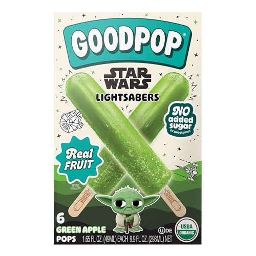 GoodPop Disney Organic Green Apple Sabers Star Wars Ice Pops, 6 Ct