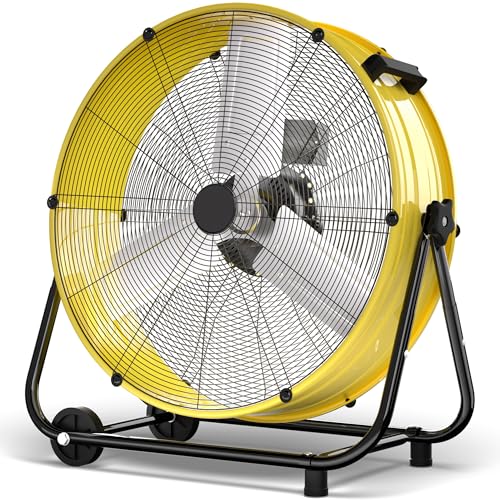 Uthfy 21800 CFM Heavy Duty Industrial Drum Fan, 36 Inch 600W High Velocity Floor Fan with 3 Speeds, 360° Tilt Metal Garage Fan for Warehouse, Commercial, Workshop, Factory and Basement