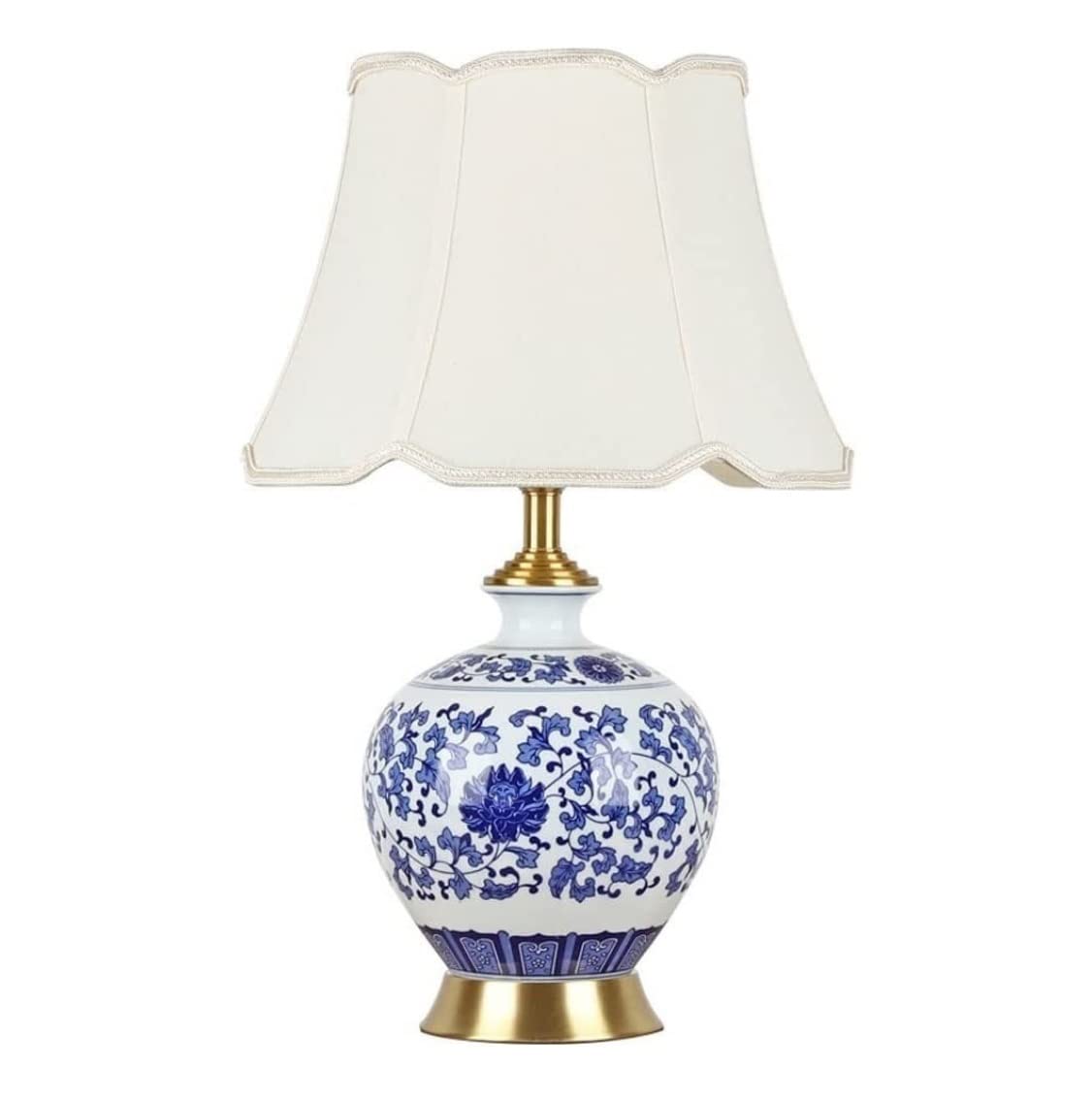 asdchZen Table Lamp Table Lamps For Living Room Ceramic Table Lamps Desk Lamp With Drum Shade Decor Jingdezhen Traditional Bedside Nightstand Lamp Bedside Lamps Lamp For Bedroom-B,A-Dimmer switch