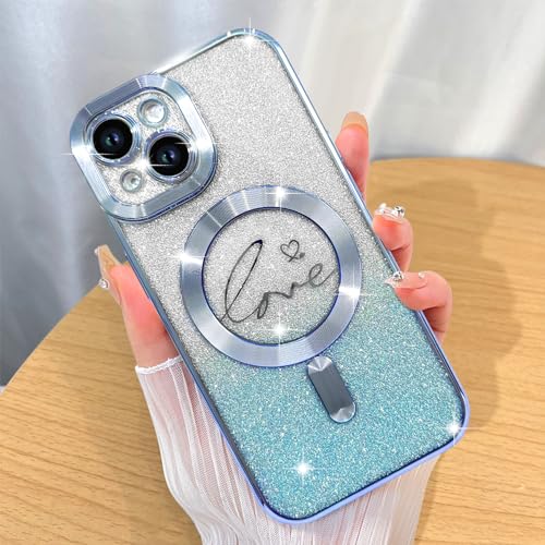 Image of ZIYE Magnetic Case Designed for iPhone 13 Glitter Case-Blue