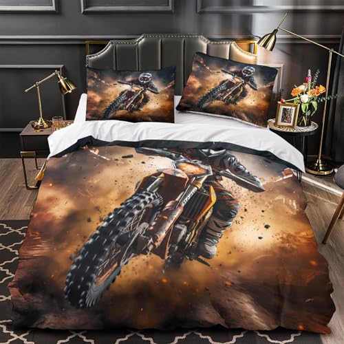 Housse de couette hypoallergénique motocross lit double résistante - 2