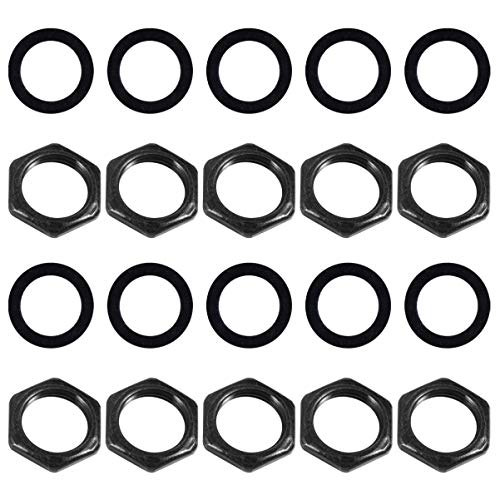 Vaguelly Electric Guitar Nut Shim 20 Pcs M9 Guitar Nut Gasket Potentiometer Set Black Perfect for Home and Store Use