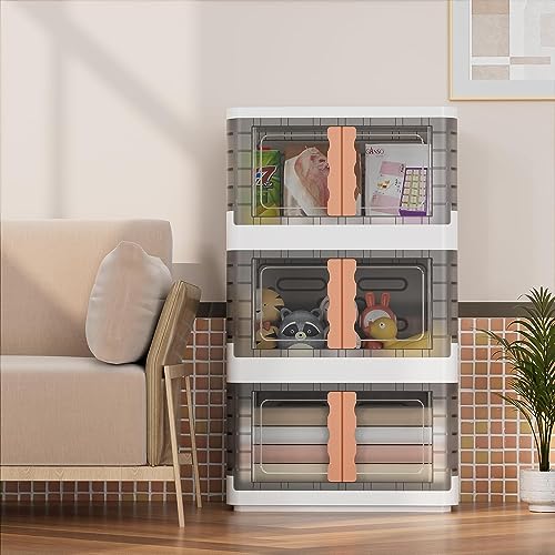 Image of MECHDEL Wardrobe Organizer for Storage /Polypropylene Foldable & Stackable Closet Basket /Cupboard Organizer for Clothes /Mounted Closet Systems (STORAGE BIN-TRANSPARENT, 6PCS)