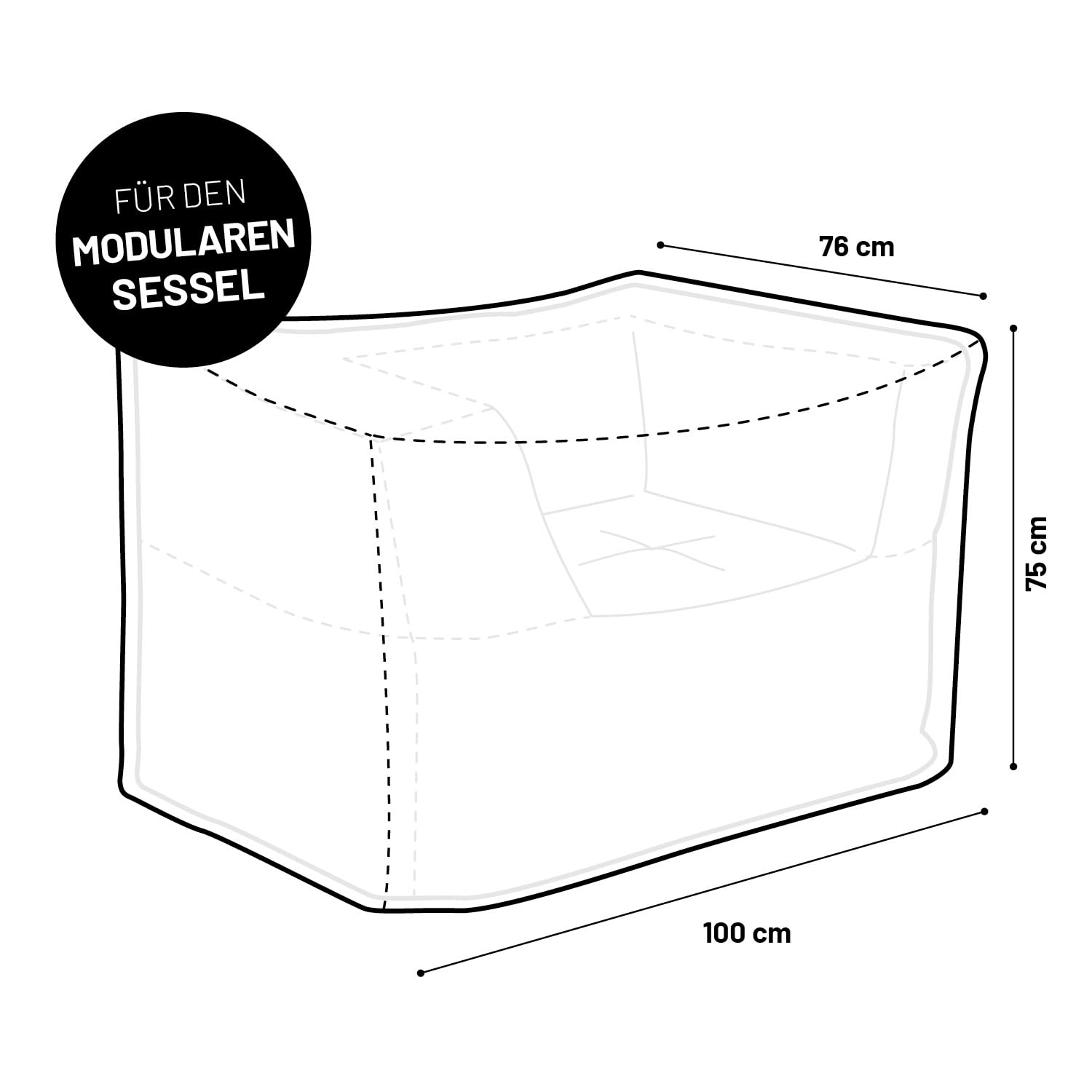 Lumaland Wetterschutzhaube - Abdeckung für den Modularen Sessel | Abdeckplane Sitzsack wetterfest | Schutzhülle Bean Bag wasserdicht | Regenschutz & Sonnenschutz für Sessel | Abdeckhaube Sofa & Pouf
