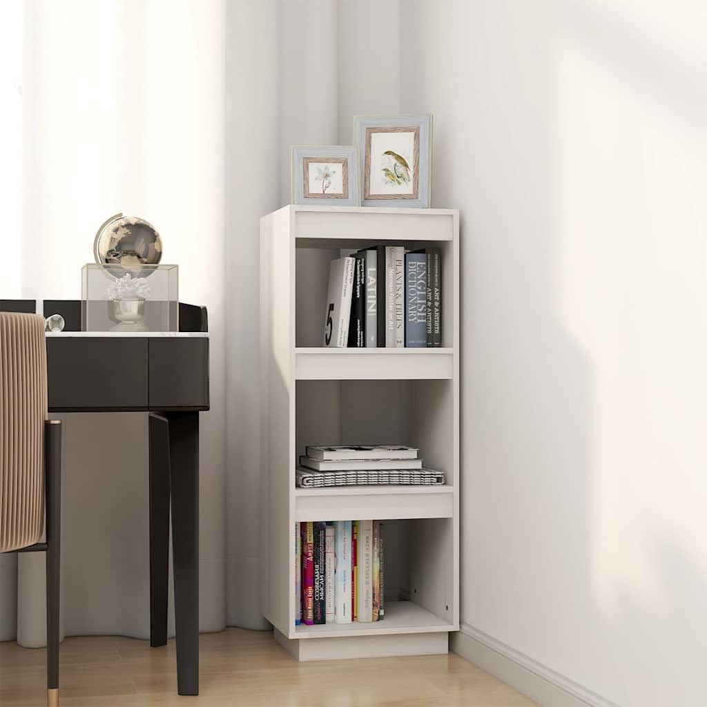 Libreria bianca in legno massiccio, 40 x 35 x 103 cm, divisorio con 3 scomparti, per soggiorno, corridoio, ufficio, cameretta dei bambini