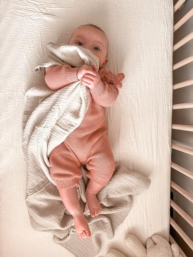 Image of Crib Sheets for Baby Boy Girl 2 Pack, Fitted Crib Mattress Sheet 28 inch x 52 inch, Muslin Toddler Bedding with Neutral Style, Nursery Bedding Essentials (Beige & Pale Yellow)
