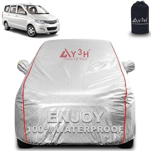 Image of 100% Waterproof Car Cover Compatible with Chevrolet Enjoy | All Weather, Dust Proof, UV Protective with Mirror Pocket (Silver Magic)