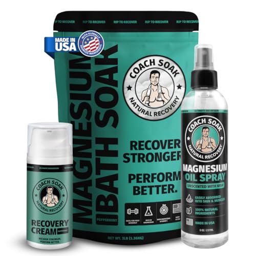 Coach Soak Magnesium Bath Soak, Oil Spray &amp; Lotion Bundle - Peppermint