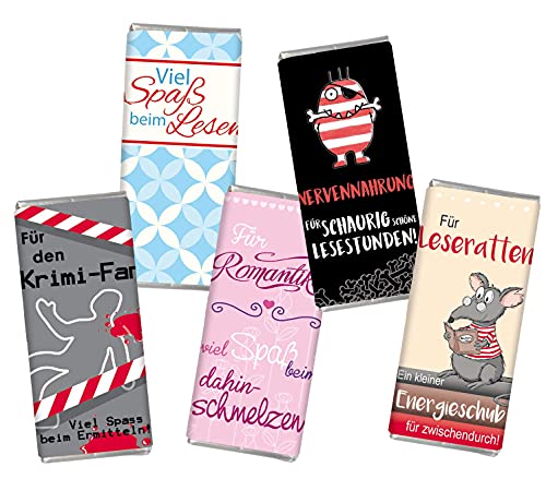 Schokolade Mini Leseratte Lesen STEINBECK Horrorfan Krimifan Romantiker Vollmilch Buch Horror Geschenk Geburtstag Lesestunde