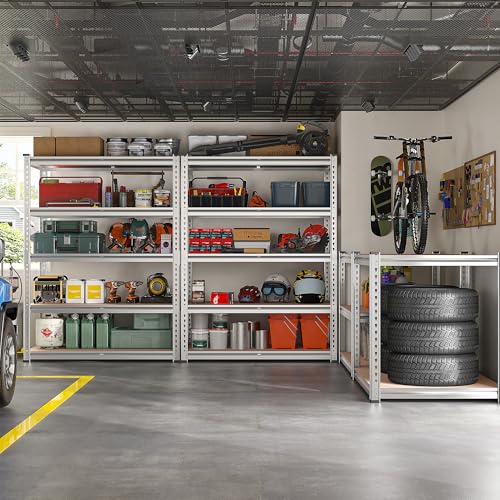 Image of REIBII 2020LBS Garage Shelving Heavy Duty 5 Tier Storage Shelves Adjustable Metal Shelving for Basement, Warehouse, Pantry, Closet, Kitchen, Easy Assembly, 72 inch H x 36 inch W x 16 inch D, Galvanized