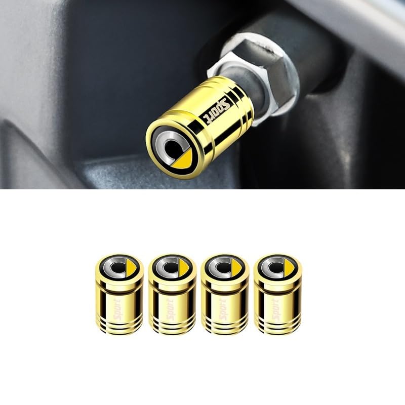 Tappi Valvola per Pneumatici in Alluminio Antifurto Impermeabili e Anticorrosione per Smart 451 Brabus Smart 453, Compatibili con Tutti I Cerchi in Lega,Yellow