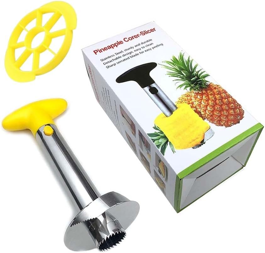 Pineapple Slicer Corer Pineapple Cutter Peeler Corer Heavy Duty Slicer Diced Stainless Steel Fruit Corer Rings Cutting Wedge Knife for Pineapple Rings Cutter Fruit Carving Tools