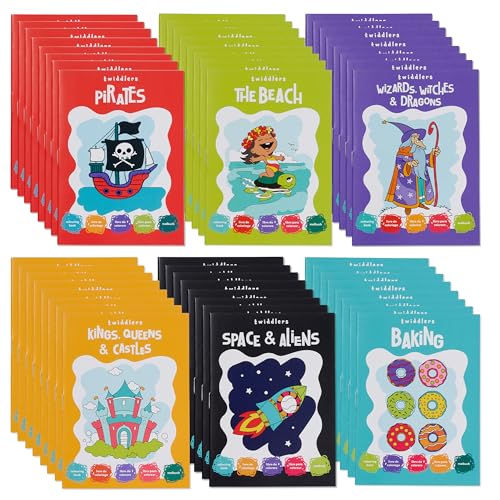THE TWIDDLERS 24 Mini Libri da Colorare per Bambini, Formato A6, Disegni Divertenti e Fantasiosi, Set Regalo per Attività Artistiche per Bambini, Mini Libri per Borse da Festa Bomboniere