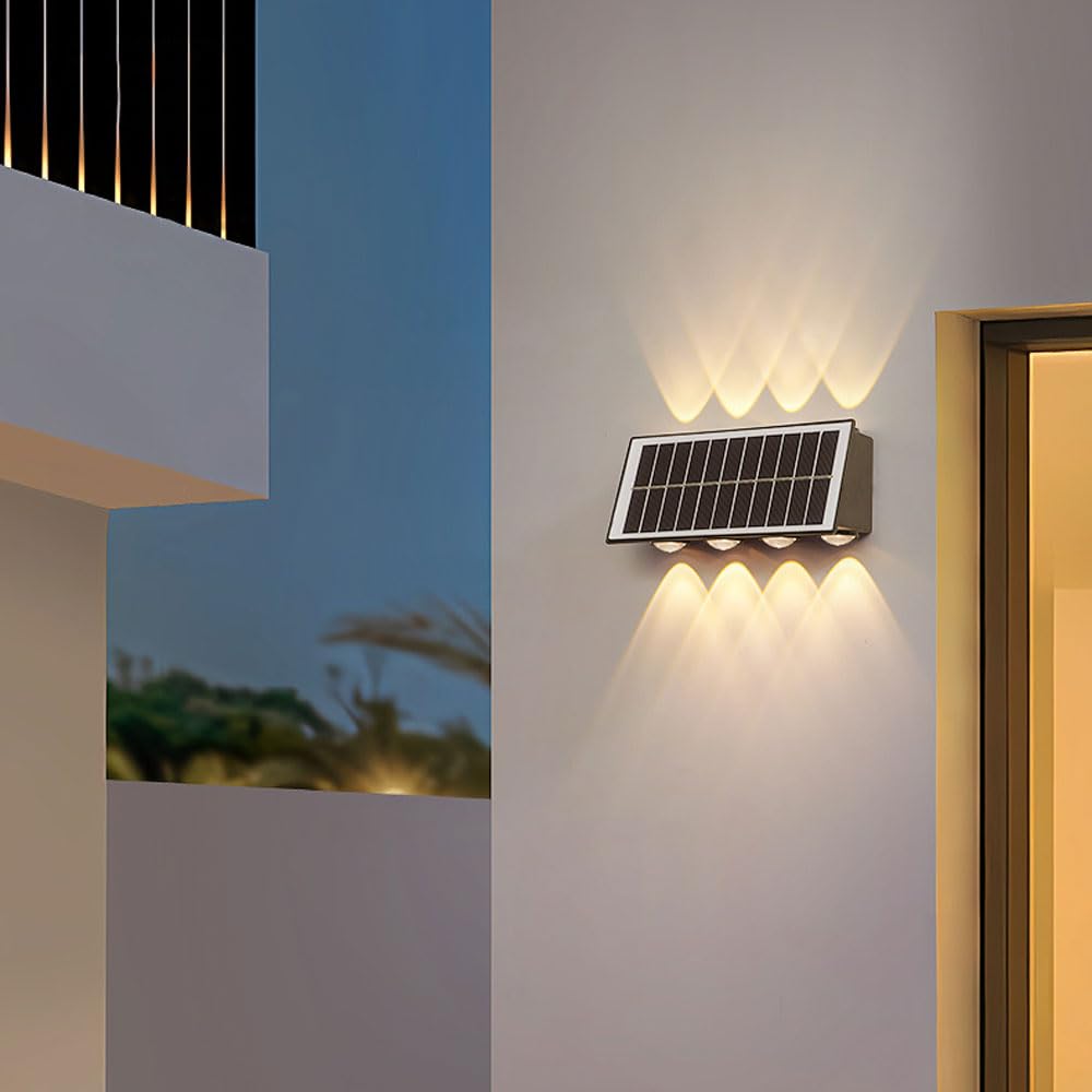 Lampa solarna Dusk To Dawn, Lampy solarne do użytku na zewnątrz, wodoodporna dekoracyjna ściana LED do użytku na zewnątrz, na werandę, ogrodzenie, patio, do ogrodu, garażu
