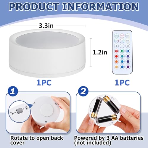 Image of Apipi Magnetic Locker Light - Timer Control LED Puck Light, Multi-Colors Changeable and Battery Powered, Easy On /Off for Locker Decoration, 1 Pc