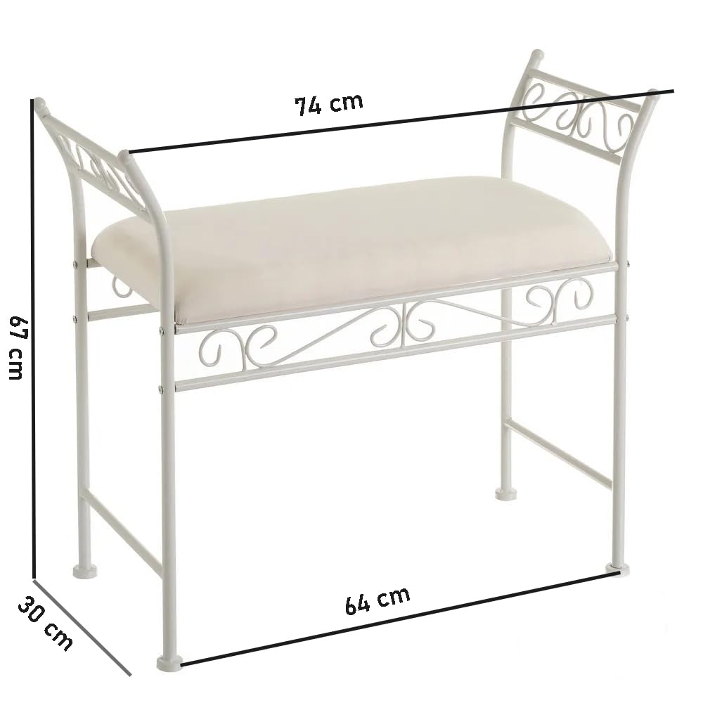 Panca Per Interno Relax World - Struttura In Metallo Laccato, Seduta Imbottita In Tessuto, Misure L74xP30xH63 Cm, Colore Nero