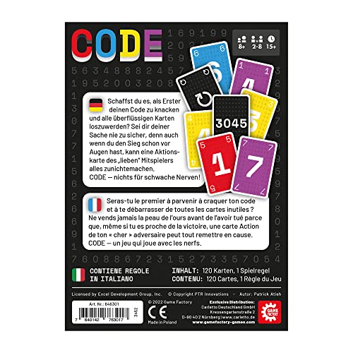 Game Factory 646301, Code, Kartenspiel für Erwachsene und Kinder ab 8 Jahren, 2-8 Spieler