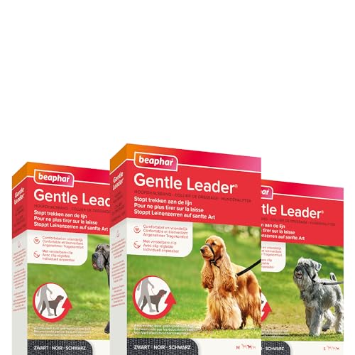 BEAPHAR - Gentle Leader® - Hundehalfter Für Mittelgroße Rassen - Aus Nylon - Trainingshilfe Zur Kontrolle Und Führung - Von Tiertrainern Empfohlen - Größe M - Schwarz