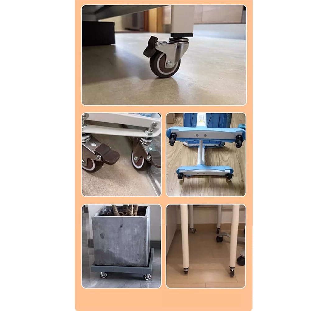 M10 Stelo Filettato Ruote, 4 Pezzi TPE Ruote in Gomma con Freni, 3/4 Pollice Silenziose Ruote Pivottanti per Armadi, Carrelli, Mobiletti(Swivel,3 inch)
