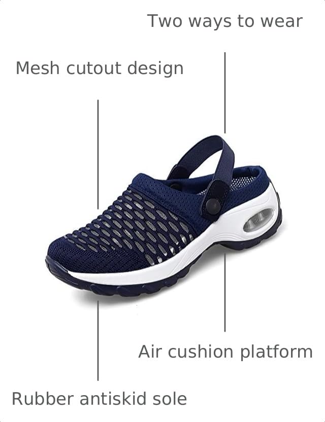 Image of Trsorini Mules Clogs for Women Summer Air Cushion Platform Mesh Mules Sneaker Sandals for Female Lightweight Beach Shoes Outdoor Slippers Walking Shoes