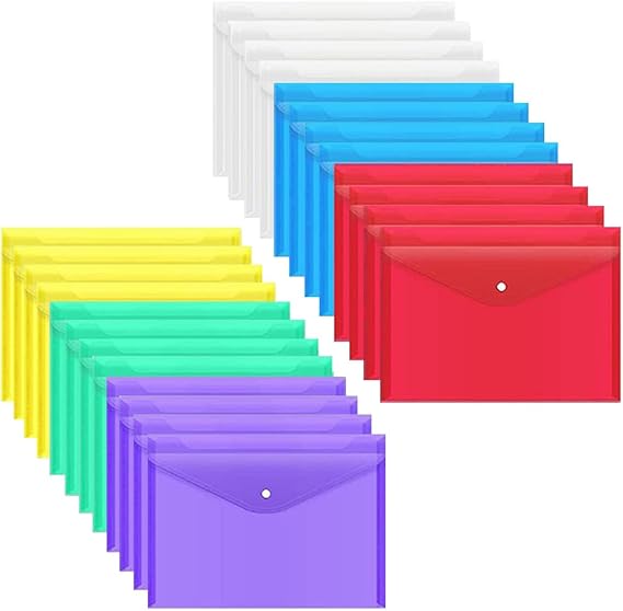 Pochette Transparente Classeur 24 Pochette Porte-Document A4 Fermeture - 6 Couleurs Pochettes Pour Documents A4 Pochette Pour Pochette Classeur A4