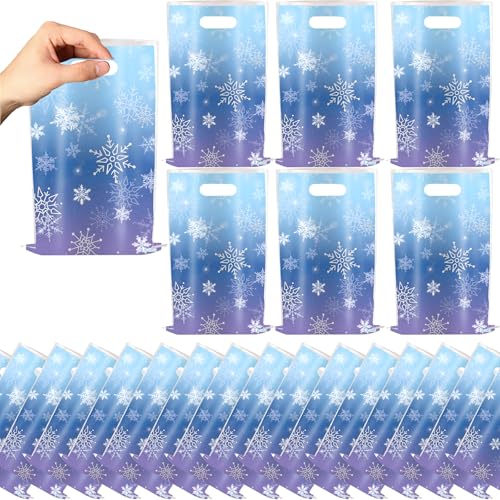 NFHJZJJ 30Pack Winter Snowflake Party Gift Bags Christmas Winter Wonderland Birthday Theme Party Decoration Supplies