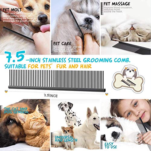 Dog Grooming Rake Removes Tangles And Knots - Cat Comb For Removing Loose Undercoat, 2-In-1 Grooming Tools - Perfect For Long And Short Haired Dogs, Cats And Other Pets #TOP3