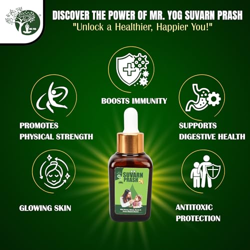 Image of MR. YOG Suvarna Prash Drops Ayurvedic Liquid - 30ml | Herbal Supplement for Natural Healthy Growth & Immunity Boosting for Kids 0-16 Years Old | Pack of 1