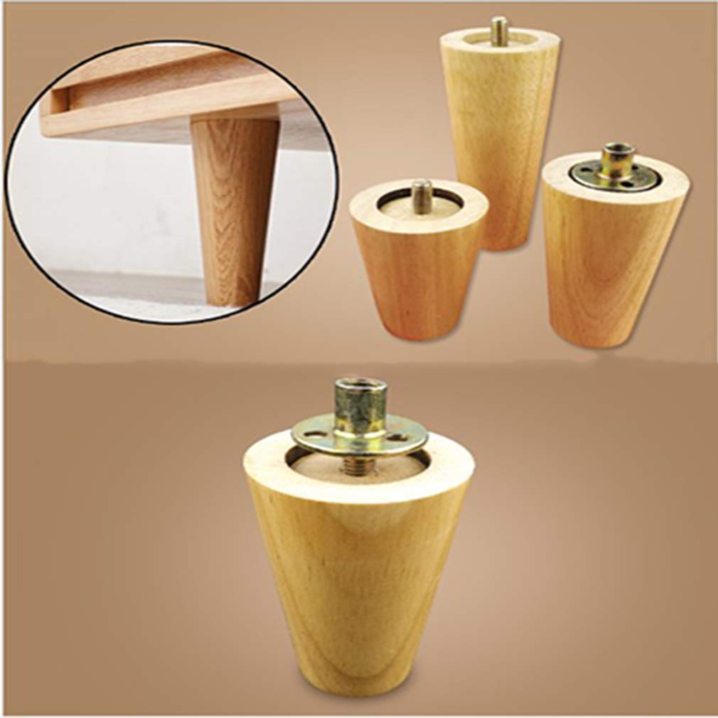 Eiken meubelpoten, conische tafelpoten, 4 stuks, 12cm-35cm, voor bureau, salontafel, kast en bank, messing voetafdekking, wit, sterk (kleur: 4 stuks, maat: 12cm