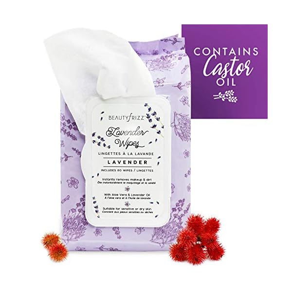 Beautyfrizz-Lavender-Face-Cleansing-Wipes-120-pcs-Gentle-Makeup-Remover-Wipes-for-Face-and-Neck-Facial-Wipes-with-Aloe-Vera-Retinol-Castor-Oil-and-Vitamin-E-Stay-Fresh-with-Lavender-Wipes BeautyFrizz Lavender Face Cleansing Wipes - 120 pcs - Gentle Makeup Remover Wipes for Face and Neck - Facial Wipes with Aloe, Retinol, Castor and Vitamin E - Enjoy these Lavender Face Wipes