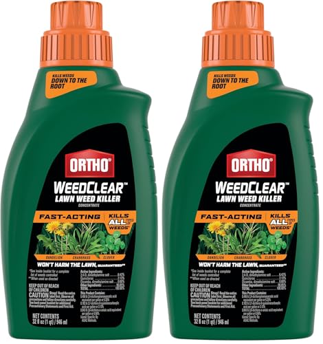 Ortho WeedClear Lawn Weed Killer Concentrate | Fast-Acting Formula | Kills to Root | For Dandelion & Crabgrass | 32 fl. oz. Pack of 2