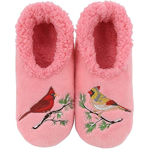 Snoozies Pairable Slipper Socks | Cozy and Fun House Slippers for Women, Fuzzy Slipper Socks |ith Unique Designs, Non Slip Socks - Cardinals - Small
