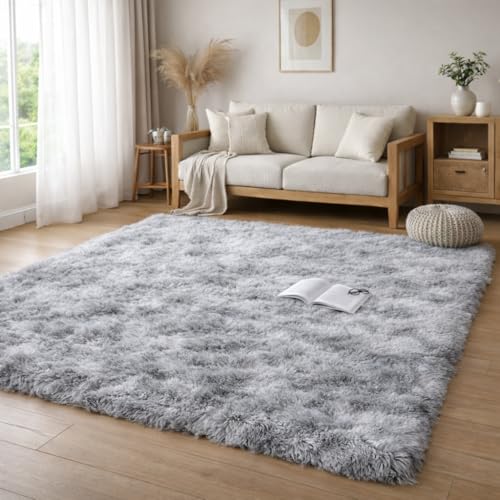 PUREMY カーペット ラグマット 120×160CM 滑り止め付 洗えるラグ 抗菌 ふわっとした手触り 防音絨毯 長方形 約1.5畳 ライトグレー