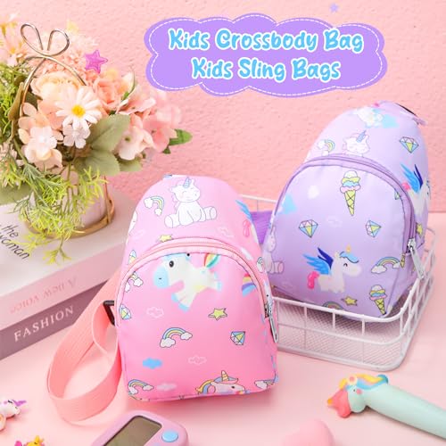 2 pcs small crossbody bag girls cute cartoon unicorn sling bag nylon shoulder coin pouch for travel hikingclassic