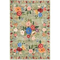 Vloerkleed met vintage bloemen, wasbaar, laagpolig tapijt