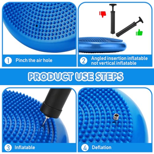 Image of Jerify 4 Pcs Wiggle Seat Flexible Inflated Wobble Cushion Stability Balance Pad Balance Disc Sensory Seat for Men Women Fitness Physical Exercise Improving Posture Home Office