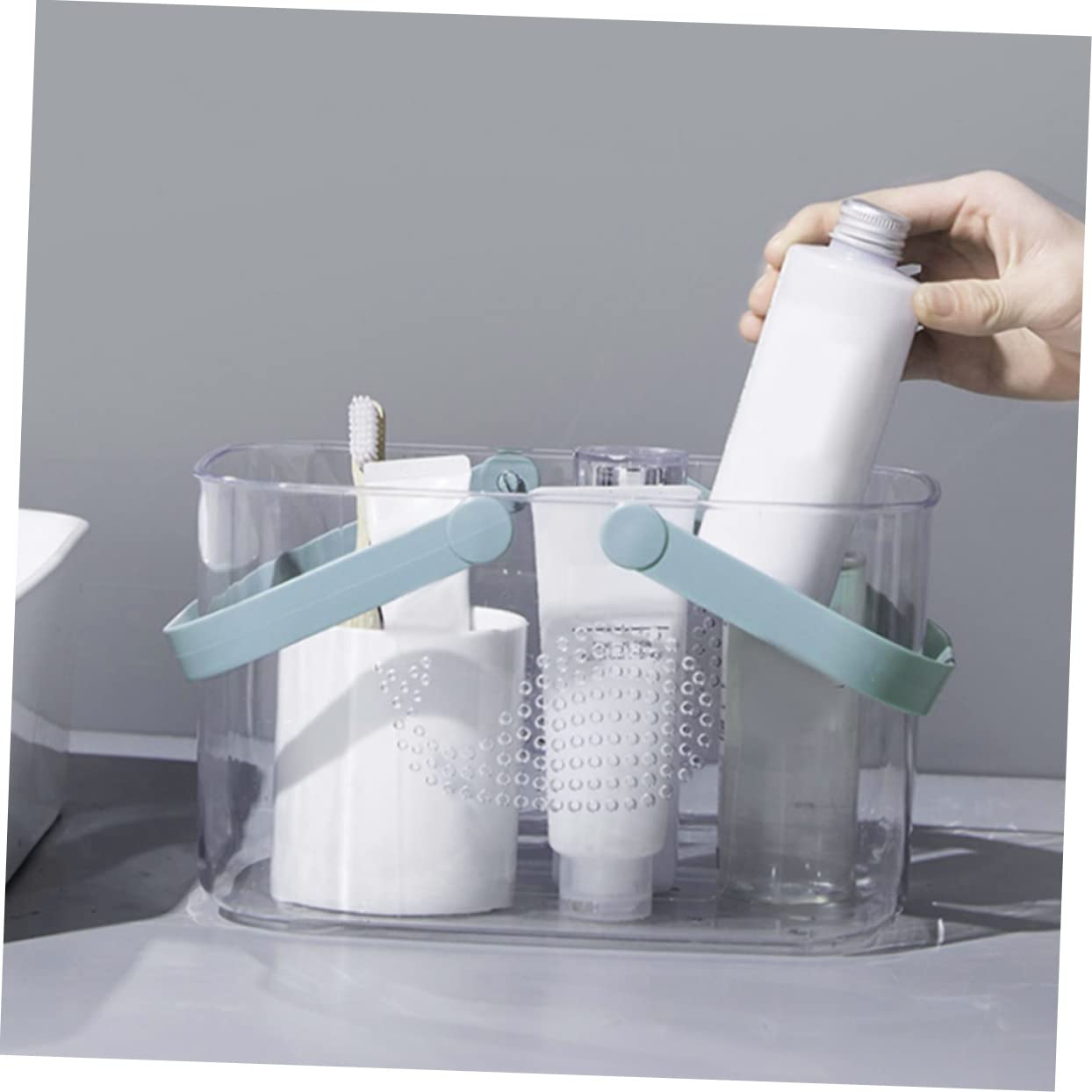 Cesta de Ducha de Plástico con Asa para Baño Doméstico | Organizador Portátil, se Mantiene Firme sobre Superficie Plana, Reutilizable, para Gel y Jabón