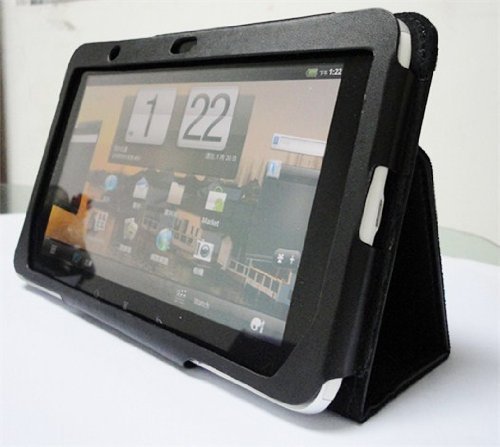 iShoppingdeals - Black Leather Case Cover w/ Stand for for HTC Flyer 7