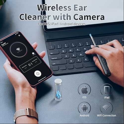 ear wax removal ear cleaner with camera and light fsa - hsa eligible ear wax removal tool camera with 1080p ear cleaning kit with 6 spoons ear camera for ios amp android black