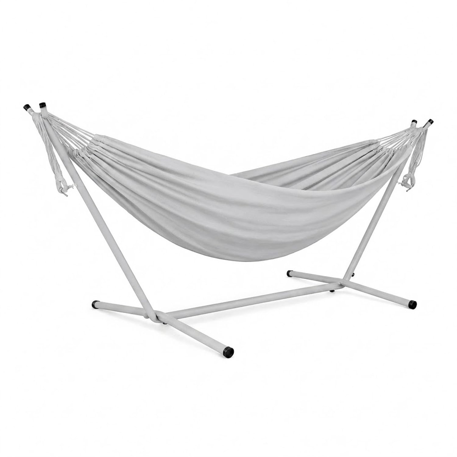 Amaca Da Giardino Con Supporto In Acciaio Portata 200 Kg Altezza Regolabile Telo Cotone Esterno Terrazzo Piscina Balcone Con Borsa Struttura Grigia 265 x 110 x 100 Cm Grigio