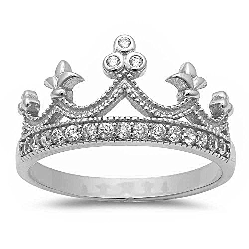 Oxford Diamond Co .925 Sterling Silver Simulated Cz Crown Ring Sizes 4-11 (6)