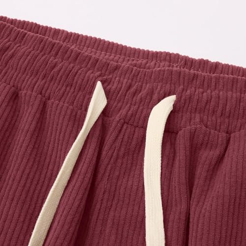 Baggy Corduroy Pants Men Elastic Waist Vintage Casual Pants Drawstring Comfy Slim Wide Leg Sweatpants with Pockets4