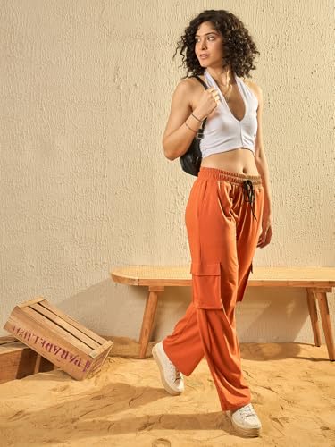 Image of Modeve Women's Cargo Style Track Pants - Summer Cotton Blend