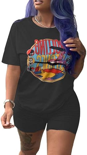 SCORP - Conjunto de 2 piezas de ropa de algodón para mujer con estampado de dibujos animados S-XXL