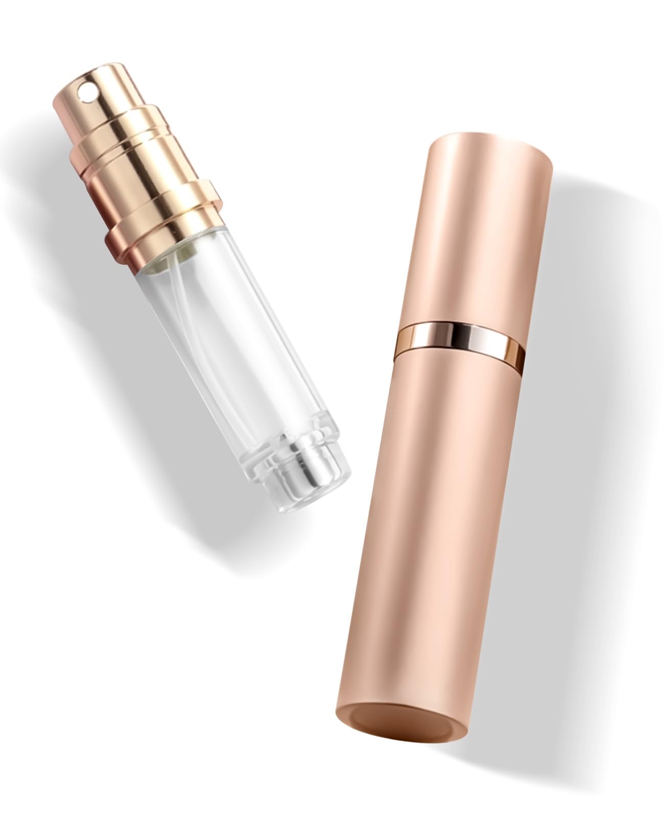 VVGAOGES Parfümzerstäuber Nachfüllbar,Parfum Zerstäuber für Unterwegs,Reiseflaschen zum Befüllen,Sprühflasche Klein für Parfum,Parfümflaschen Leer für Reise 5ml(Roségold)