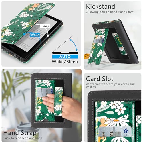 Image of CoBak Stand Case for 7 inch Kindle Paperwhite 12th Gen 2024 and Kindle Colorsoft with Hand Strap - Compatible with iPhone MagSafe, for Samsung /Belkin /Anker Wireless Charging Pads, Durable, Auto Sleep Wake