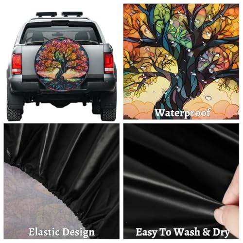 Image of Spare Tire Cover for RV Trailer, Glass Tree Tire Covers Universal Fit for Travel Trailer Camper Jeep RV SUV Truck Waterproof Wheel Cover (16 inch for Diameter 29 inch - 31 inch),A-728