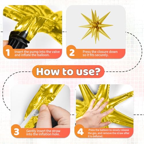 Image of 6pcs 22 Inch Gold Red Star Balloons And 4d Large Foil Balloons, Gold Foil Star Spike Balloon Red 4d Ball Balloon For Graduation Mother'S Day Birthday Baby Shower Party Wedding Anniversary Decorations